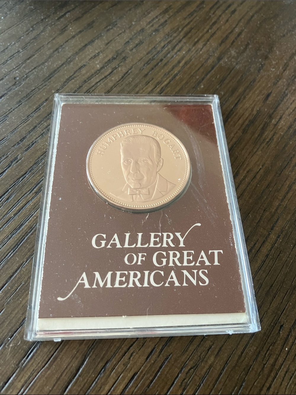 1974 Franklin Mint Humphrey Bogart Medal bronze Gallery Great Americans w/Case